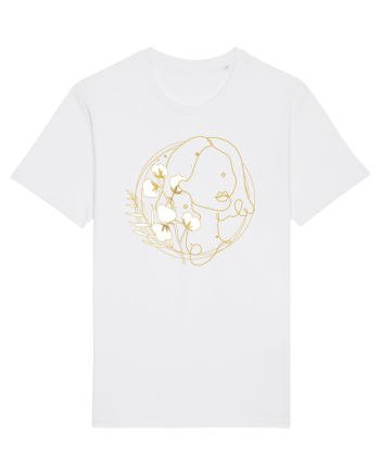 Yellow Line Art Feminin White