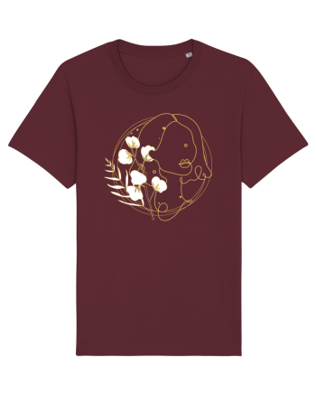 Yellow Line Art Feminin Burgundy