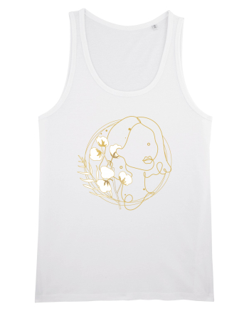 Yellow Line Art Feminin White