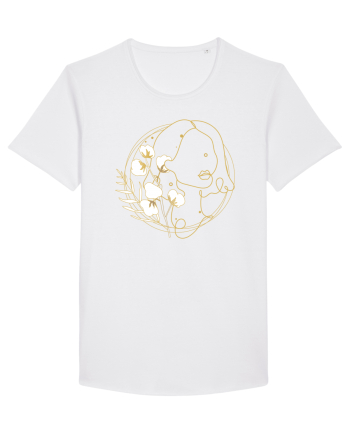 Yellow Line Art Feminin White