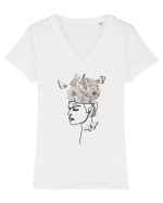 Butterfly Head Feminin Tricou mânecă scurtă guler V Damă Evoker