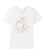Gold Abstract Feminin Tricou mânecă scurtă guler V Bărbat Presenter