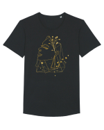 Gold Abstract Feminin Tricou mânecă scurtă guler larg Bărbat Skater