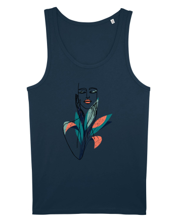 Red Floral Feminin Navy