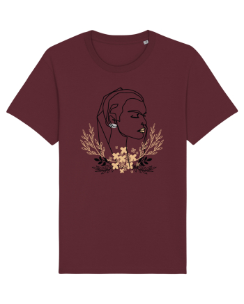 Orange Floral Head Burgundy
