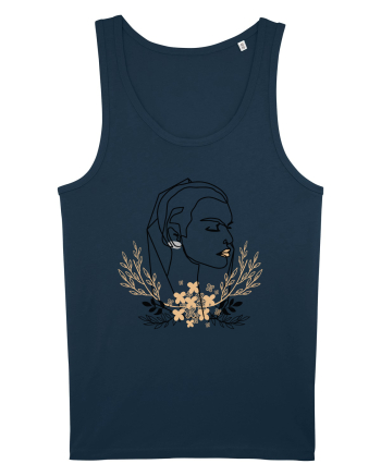 Orange Floral Head Navy