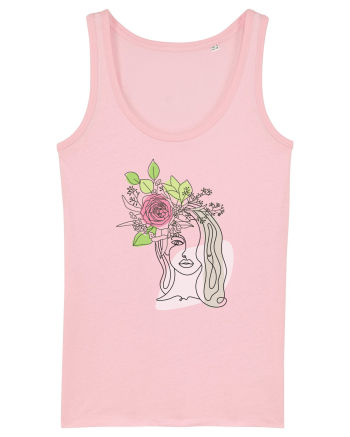 Head Rose Line Art Cotton Pink