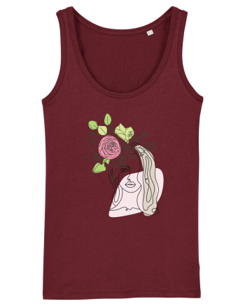 Head Rose Line Art Burgundy
