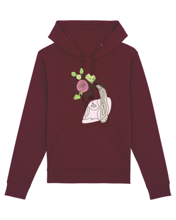 Head Rose Line Art Burgundy