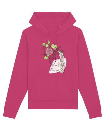 Head Rose Line Art Raspberry