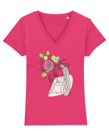 Head Rose Line Art Raspberry