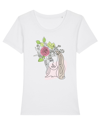 Head Rose Line Art White