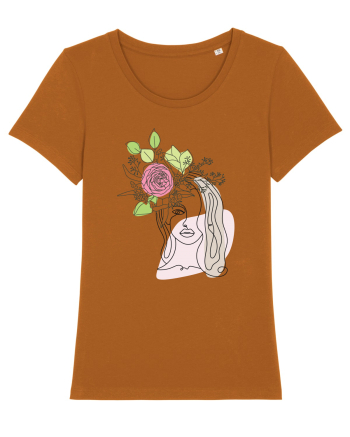 Head Rose Line Art Roasted Orange