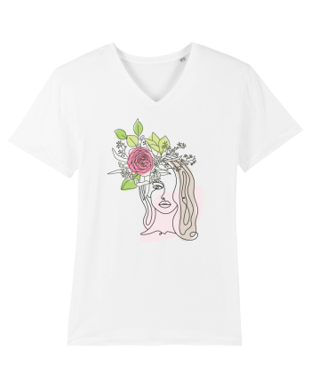 Head Rose Line Art White