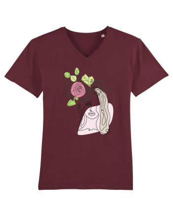 Head Rose Line Art Burgundy