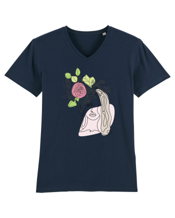 Head Rose Line Art French Navy