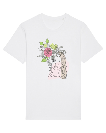 Head Rose Line Art White
