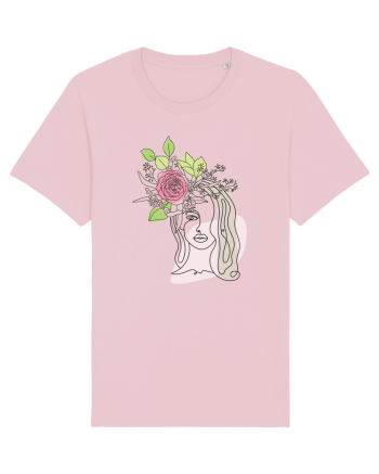 Head Rose Line Art Cotton Pink