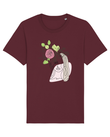 Head Rose Line Art Burgundy