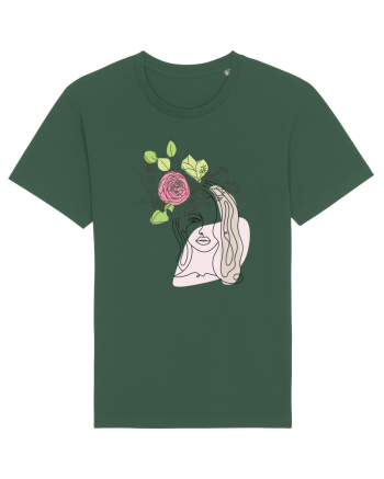 Head Rose Line Art Bottle Green