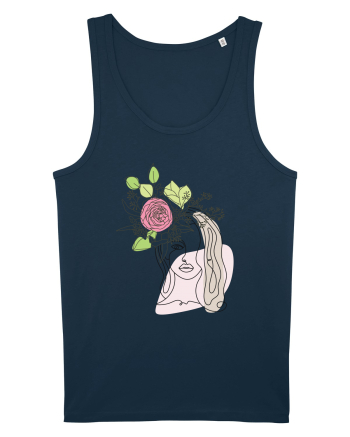 Head Rose Line Art Navy