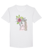 Head Rose Line Art Tricou mânecă scurtă guler larg Bărbat Skater