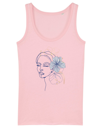 Hibiscus Blue Feminin Cotton Pink