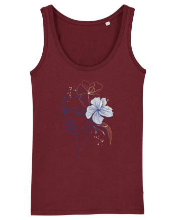 Hibiscus Blue Feminin Burgundy