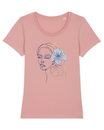 Hibiscus Blue Feminin Tricou mânecă scurtă guler larg fitted Damă Expresser