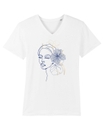 Hibiscus Blue Feminin Tricou mânecă scurtă guler V Bărbat Presenter