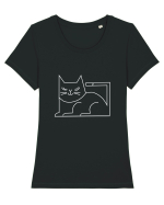 Minimal Cat Tricou mânecă scurtă guler larg fitted Damă Expresser
