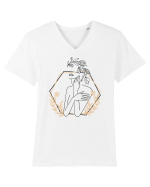 Orange Abstract Silueta Tricou mânecă scurtă guler V Bărbat Presenter