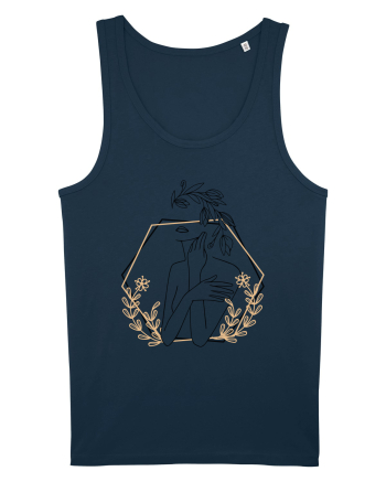 Orange Abstract Silueta Navy