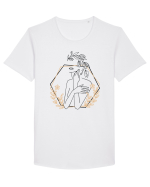 Orange Abstract Silueta Tricou mânecă scurtă guler larg Bărbat Skater