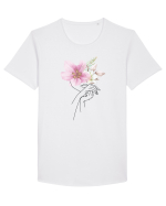 Pink Floral Hands Tricou mânecă scurtă guler larg Bărbat Skater