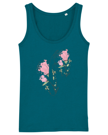 Pink Silueta Floral Ocean Depth