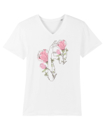 Pink Silueta Floral Tricou mânecă scurtă guler V Bărbat Presenter
