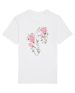 Pink Silueta Floral Tricou mânecă scurtă Unisex Rocker