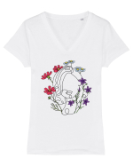Colorat Head Feminin Tricou mânecă scurtă guler V Damă Evoker