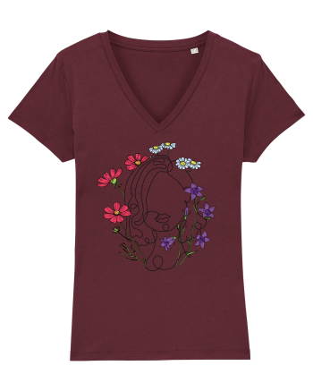 Colorat Head Feminin Burgundy