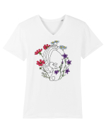 Colorat Head Feminin Tricou mânecă scurtă guler V Bărbat Presenter