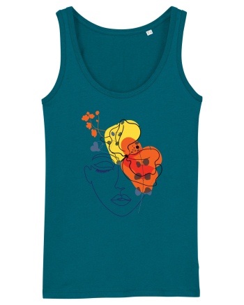 Red Head Floral Ocean Depth