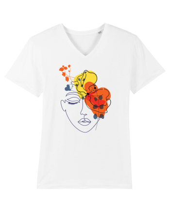 Red Head Floral White