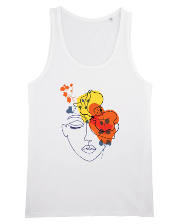 Red Head Floral White