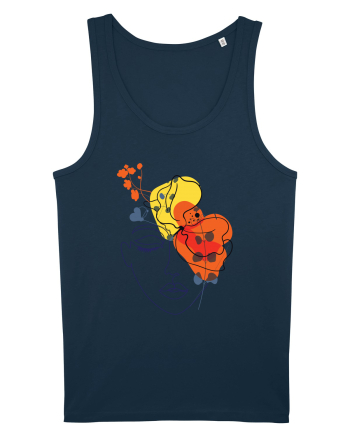 Red Head Floral Navy