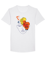Red Head Floral Tricou mânecă scurtă guler larg Bărbat Skater
