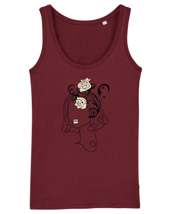 Rose Head Line Art Burgundy