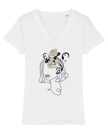 Rose Head Line Art White