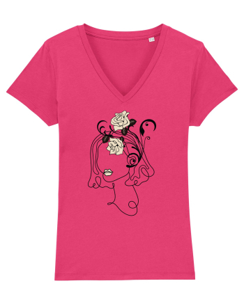Rose Head Line Art Raspberry