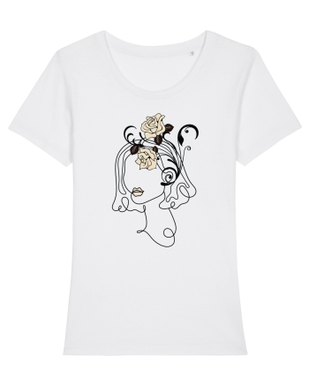 Rose Head Line Art White